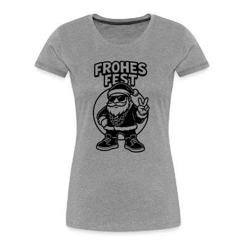Cool Santa Frohes Fest Weihnachtsmann - Frauen Premium Bio T-Shirt - Grau meliert - Vorne - Mia (176cm)