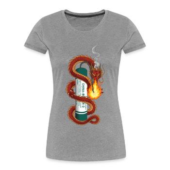 Pyro Dragon - T-shirt bio Premium Femme - gris chiné - Devant - Mia (176cm)