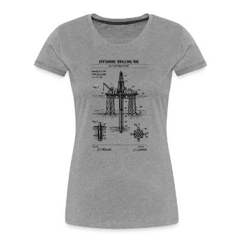 Offshore-Bohrrig-Bauplan T-Shirt - Frauen Premium Bio T-Shirt - Grau meliert - Vorne - Mia (176cm)