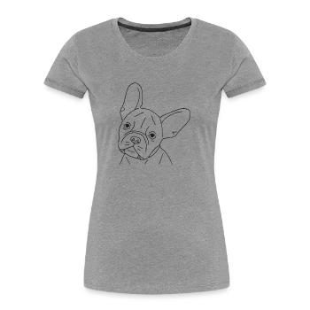 Französische Bulldogge - Frauen Premium Bio T-Shirt - Grau meliert - Vorne - Mia (176cm)