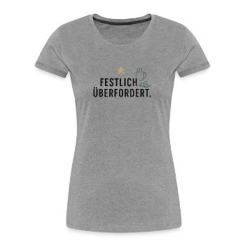 Festlich überfordert - Frauen Premium Bio T-Shirt - Grau meliert - Vorne - Mia (176cm)