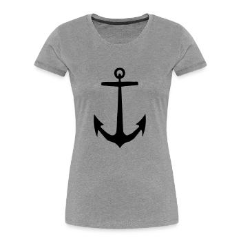 Anker - Frauen Premium Bio T-Shirt - Grau meliert - Vorne - Mia (176cm)