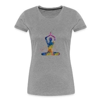 Yoga exercise - Women's Premium Organic T-Shirt - heather grey - Front - Mia (176cm)