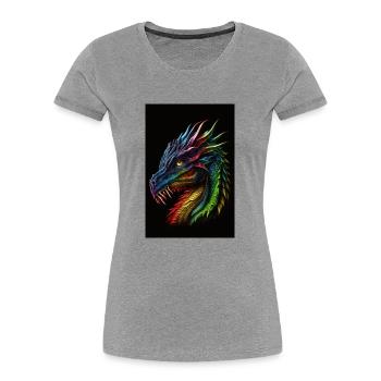 dragon arc en ciel - T-shirt bio Premium Femme - gris chiné - Devant - Mia (176cm)