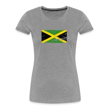 Jamaica Flagge - Frauen Premium Bio T-Shirt - Grau meliert - Vorne - Mia (176cm)