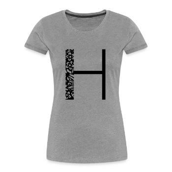 Buchstabe H - Frauen Premium Bio T-Shirt - Grau meliert - Vorne - Mia (176cm)