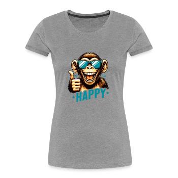 "Happy-go-Lucky Monkey: The coolest monkey in the jungle - Women's Premium Organic T-Shirt - heather grey - Front - Mia (176cm)