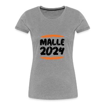 Malle 2024 - Frauen Premium Bio T-Shirt - Grau meliert - Vorne - Mia (176cm)