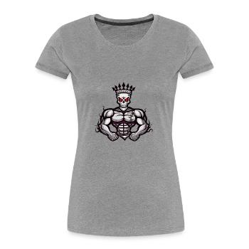 Skeleton Muscles Bodybuilding King - Women's Premium Organic T-Shirt - heather grey - Front - Mia (176cm)