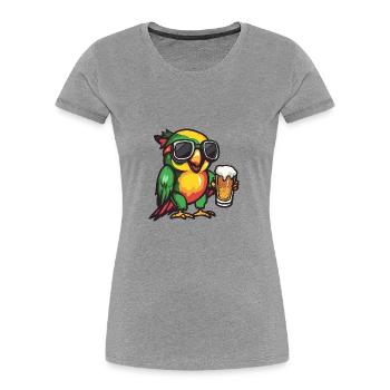 Bière de ski Papagai - T-shirt bio Premium Femme - gris chiné - Devant - Mia (176cm)