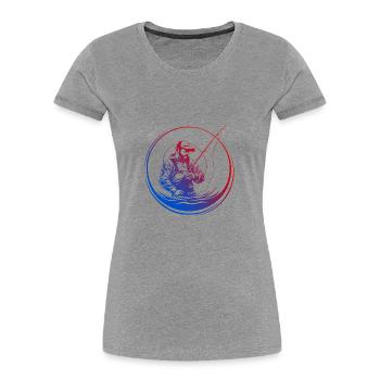 Fishing Silhouette Colorful - Women's Premium Organic T-Shirt - heather grey - Front - Mia (176cm)