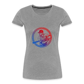 Silhouette de baseball coloré - T-shirt bio Premium Femme - gris chiné - Devant - Mia (176cm)