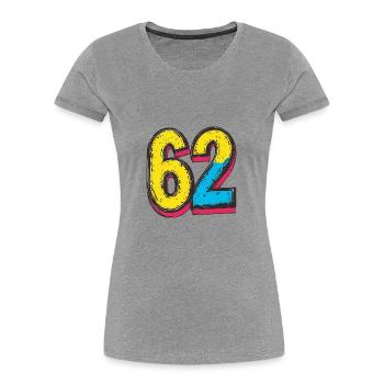 62 Number Symbol - Women's Premium Organic T-Shirt - heather grey - Front - Mia (176cm)