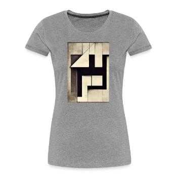 Black and white Bauhaus illustration - Women's Premium Organic T-Shirt - heather grey - Front - Mia (176cm)
