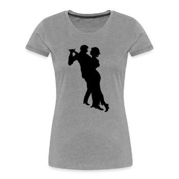 Dancing, dancing couple shadow illustration - Women's Premium Organic T-Shirt - heather grey - Front - Mia (176cm)