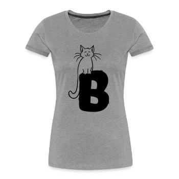 Lettre B du chat - T-shirt bio Premium Femme - gris chiné - Devant - Mia (176cm)