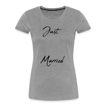 LIEBE. PAAR. GERADE VERHEIRATET. Junggesellinnenabschied. VALENTINSTAG. - Frauen Premium Bio T-Shirt - Grau meliert - Vorne - Mia (176cm)