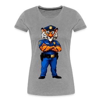 Tiger Police / Policewoman Tiger - Women's Premium Organic T-Shirt - heather grey - Front - Mia (176cm)