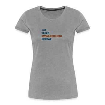 eatsleepswimbikerunrepeat - Women's Premium Organic T-Shirt - heather grey - Front - Mia (176cm)
