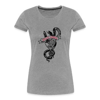 TRUE LOVE - Frauen Premium Bio T-Shirt - Grau meliert - Vorne - Mia (176cm)