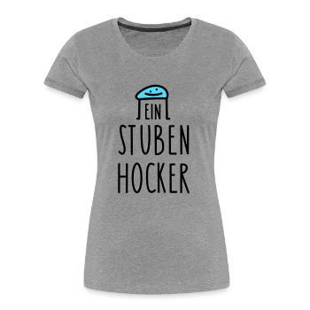 Zuhause Sprüche home office - Frauen Premium Bio T-Shirt - Grau meliert - Vorne - Mia (176cm)