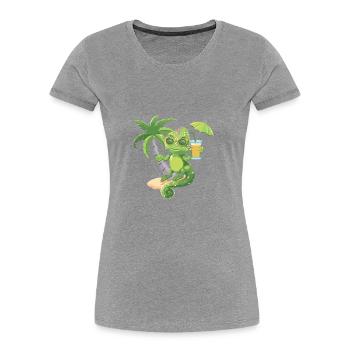 Chameleon Summer Beach Holidays - Women's Premium Organic T-Shirt - heather grey - Front - Mia (176cm)