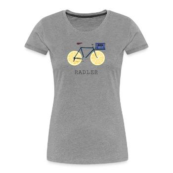 Cyclist Bicycle Beer Lemon - Women's Premium Organic T-Shirt - heather grey - Front - Mia (176cm)