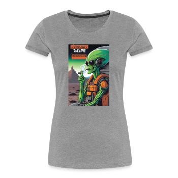 Grünes Alien Vape auf Mars - Frauen Premium Bio T-Shirt - Grau meliert - Vorne - Mia (176cm)