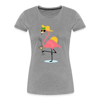 Design d’été flamant – Ambiance tropicale - T-shirt bio Premium Femme - gris chiné - Devant - Mia (176cm)