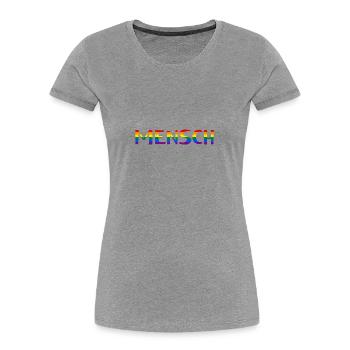 Mensch Regenbogenflagge - Frauen Premium Bio T-Shirt - Grau meliert - Vorne - Mia (176cm)
