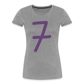 7 Nummer sieben Zahl violett Geburtstag - Frauen Premium Bio T-Shirt - Grau meliert - Vorne - Mia (176cm)