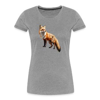 Roter Fuchs – Wildtier Alpen Design - Frauen Premium Bio T-Shirt - Grau meliert - Vorne - Mia (176cm)