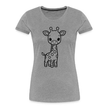 Bébé girafe mignonne – Noir & Blanc - T-shirt bio Premium Femme - gris chiné - Devant - Mia (176cm)