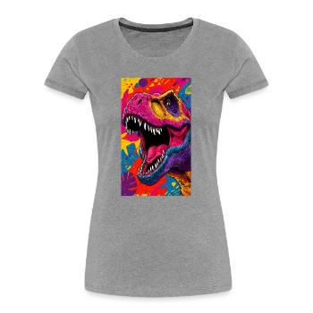 dinosaur - Women's Premium Organic T-Shirt - heather grey - Front - Mia (176cm)