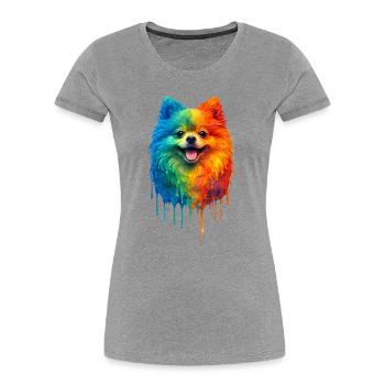 Pomeranian in bright colours - Women's Premium Organic T-Shirt - heather grey - Front - Mia (176cm)
