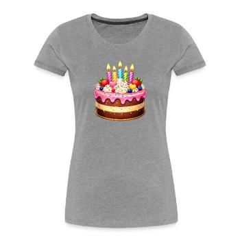 Geburtstagskuchen mit Kerzen - Frauen Premium Bio T-Shirt - Grau meliert - Vorne - Mia (176cm)