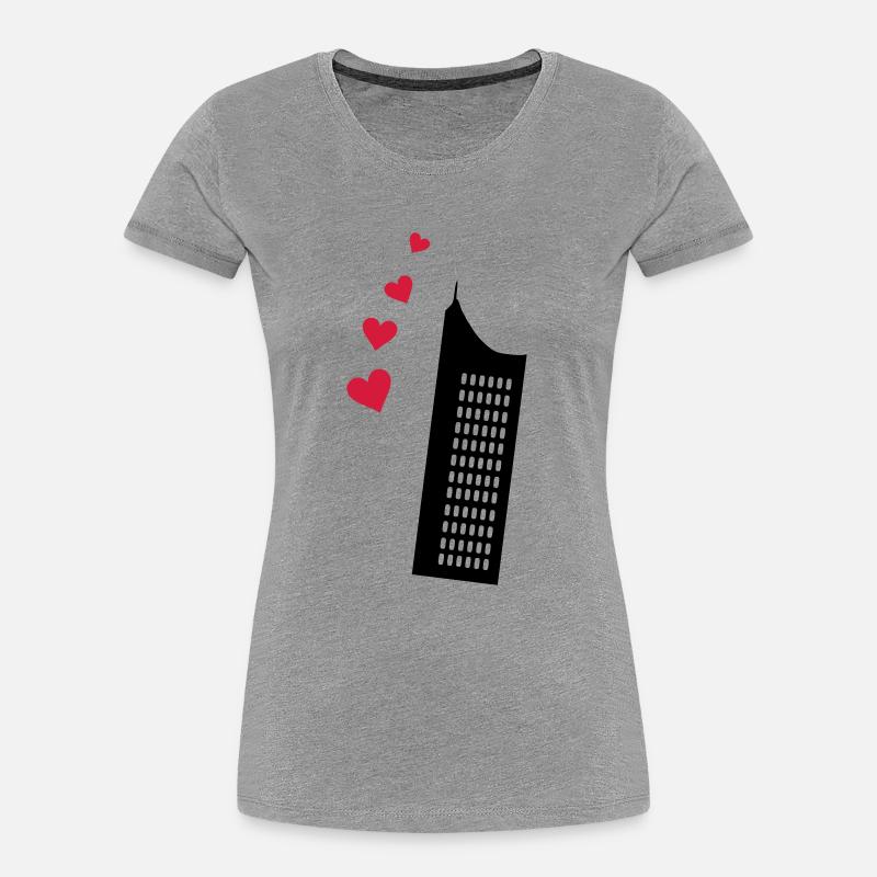 Leipzig Uniriese MDR Gebäude - Frauen Premium Bio T-Shirt - Grau meliert