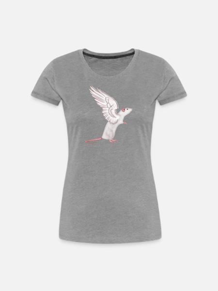 Ratte Engel - Frauen Premium Bio T-Shirt - Grau meliert