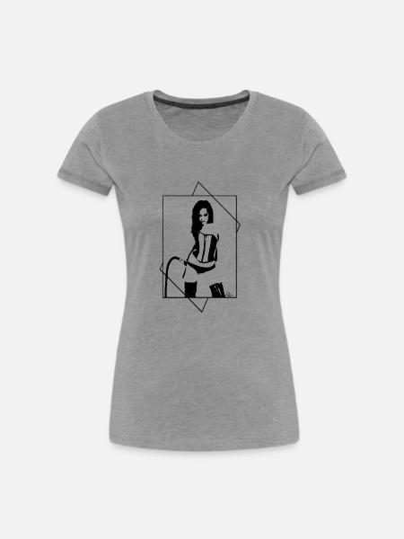 domina peitsche rahmen - Frauen Premium Bio T-Shirt - Grau meliert