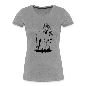 Haflinger Pony - Frauen Premium Bio T-Shirt - Grau meliert - Vorne - Mia (176cm)