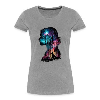 Silhouette / Forest / Portrait / Trees / Person - Women's Premium Organic T-Shirt - heather grey - Front - Mia (176cm)
