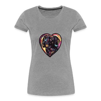 Labrador Hund Herz Liebe - Frauen Premium Bio T-Shirt - Grau meliert - Vorne - Mia (176cm)