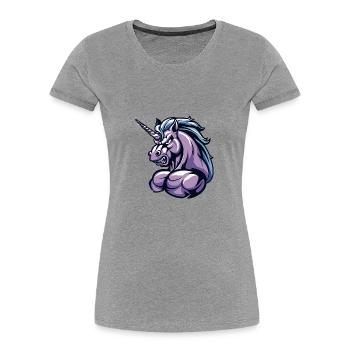 Musculation Muscles Licorne Musculation - T-shirt bio Premium Femme - gris chiné - Devant - Mia (176cm)