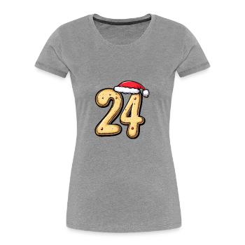 24 Numéro Noël - T-shirt bio Premium Femme - gris chiné - Devant - Mia (176cm)