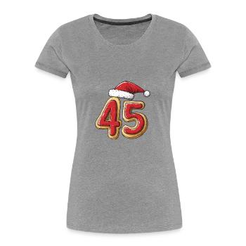 45 Nombre Noël - T-shirt bio Premium Femme - gris chiné - Devant - Mia (176cm)