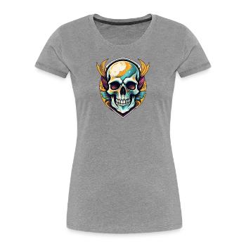 Artistic Skull, Skeleton, Morbid - Women's Premium Organic T-Shirt - heather grey - Front - Mia (176cm)