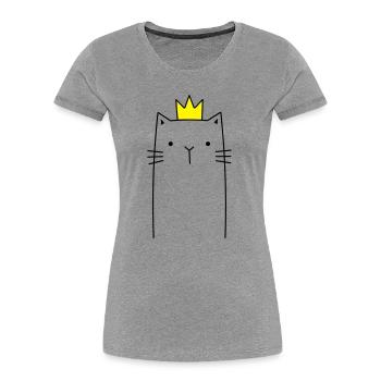 Cat with crown Prince princess gift - Women's Premium Organic T-Shirt - heather grey - Front - Mia (176cm)
