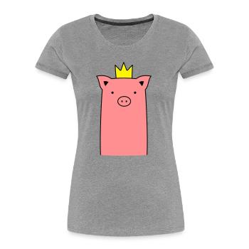 Truie cochon cochon avec cadeau couronne - T-shirt bio Premium Femme - gris chiné - Devant - Mia (176cm)