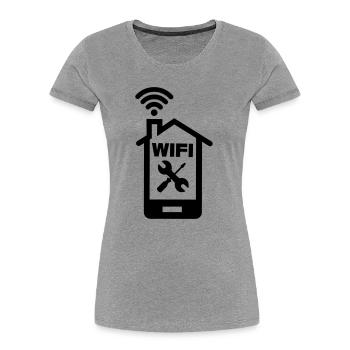Smartphone Home Logo Home WIFI mit Tools - Frauen Premium Bio T-Shirt - Grau meliert - Vorne - Mia (176cm)