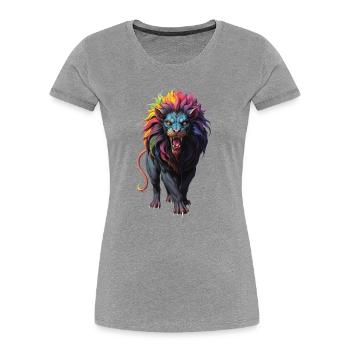 Multicolored Lion - Women's Premium Organic T-Shirt - heather grey - Front - Mia (176cm)